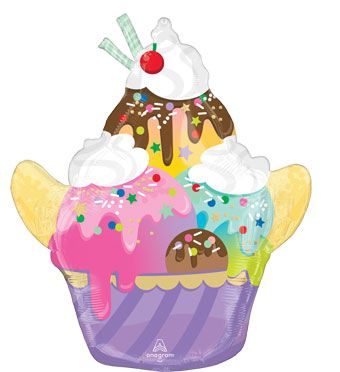 Medium Banana Split Ice Cream Sundae Foil Balloon