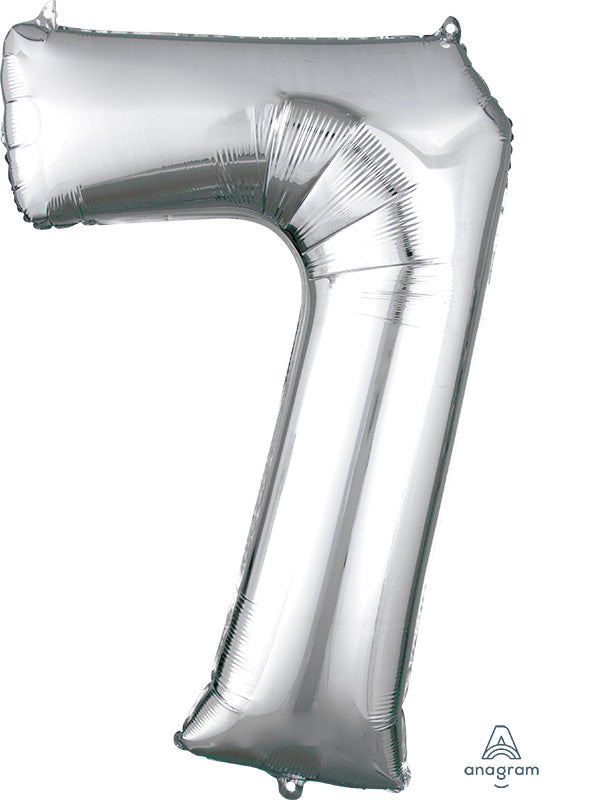 Floating Silver Number "7" Balloon (3 Foot or 34 Inch)