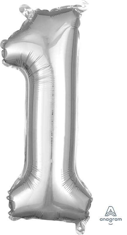 SMALL Floating Silver Number "1" Balloon (2 Foot or 26 Inch)