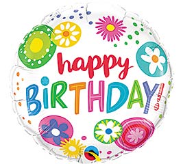 Happy Birthday Floral Circles Balloon (18 Inch)