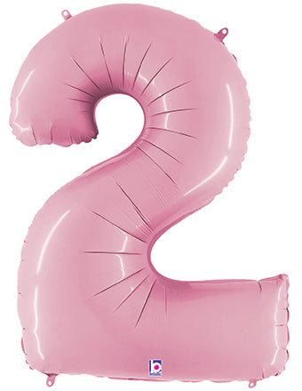 Floating Pastel Pink Number "2" Balloon (4 Foot or 40 Inch)