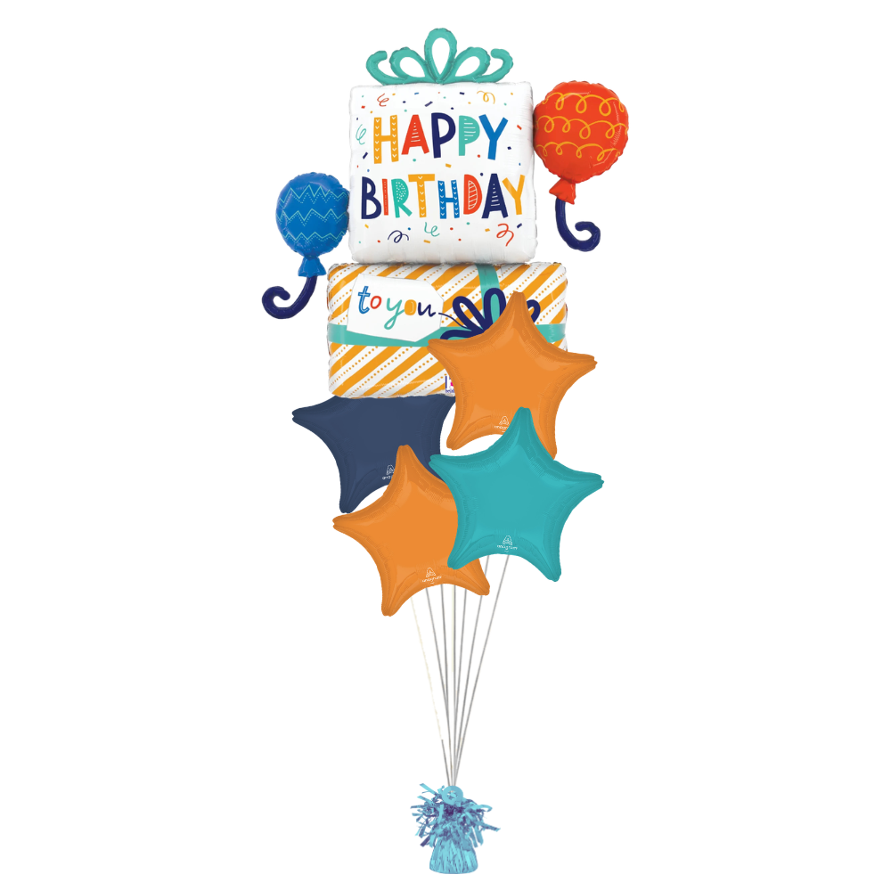 Vibrant Birthday Gift Balloon Bouquet