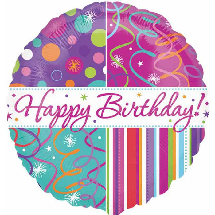 Birthday Lime Streamers 18" Foil Balloon (D)