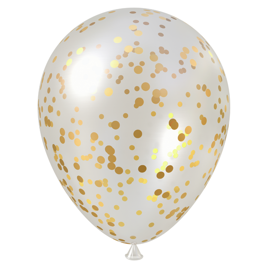 Gold Confetti FIlled Clear Latex Balloon (18 Inch)