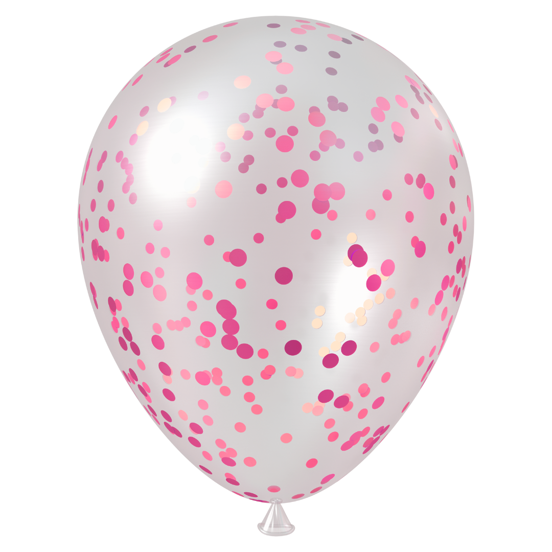 Magenta Confetti FIlled Clear Latex Balloon (18 Inch)