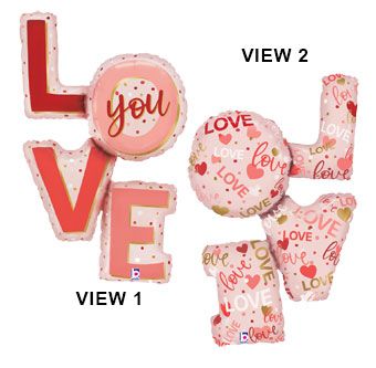 Love You Stacked Pattern Foil Balloon (41 Inch)