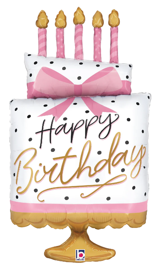 Happy Birthday Pink Bow Birthday Cake Balloon