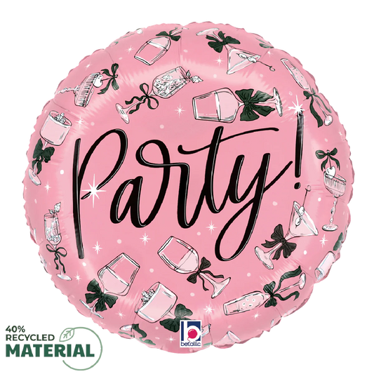 Black Bow Party Cheers Drinks Balloon (18 Inch)