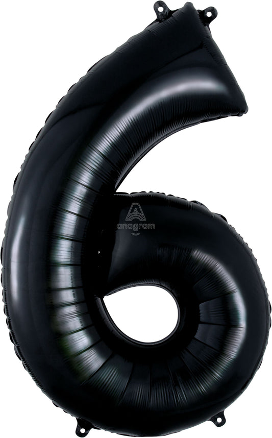 Floating Black Number "6" Balloon (3 Foot or 34 Inch)