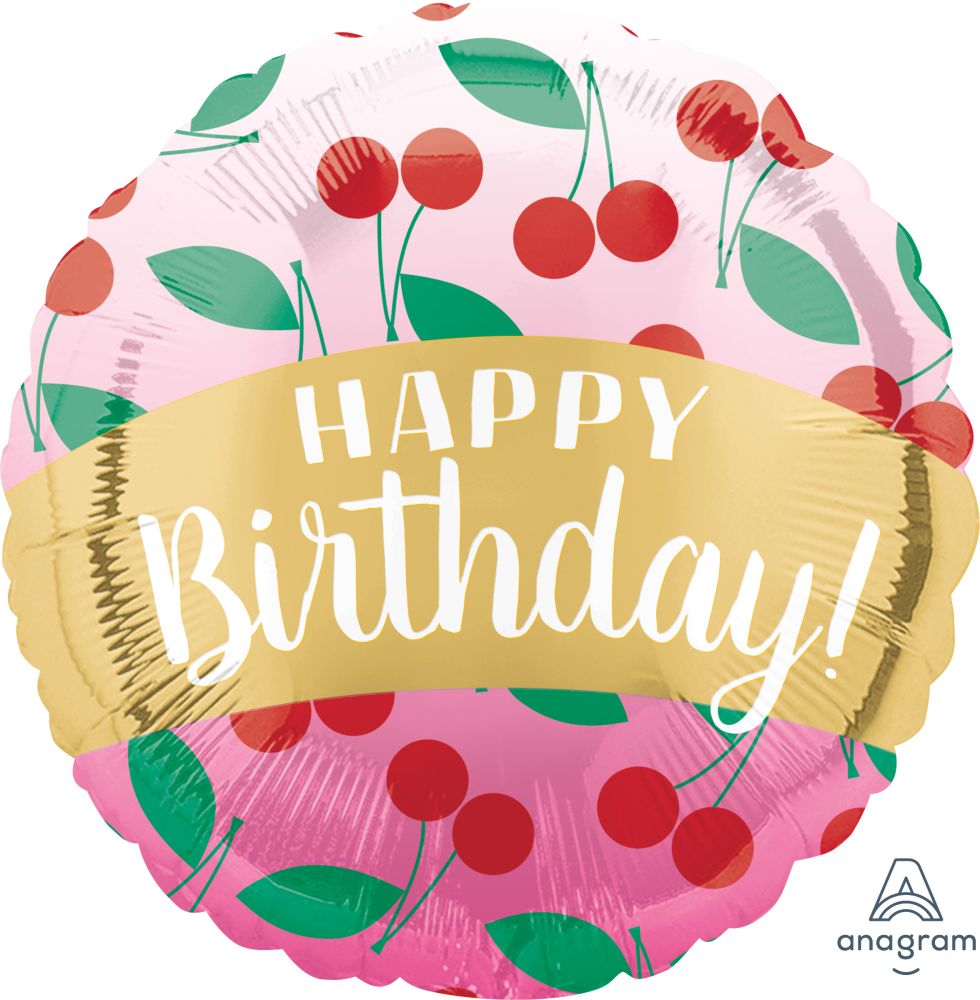 Happy Birthday Cherries Balloon (18 Inch)
