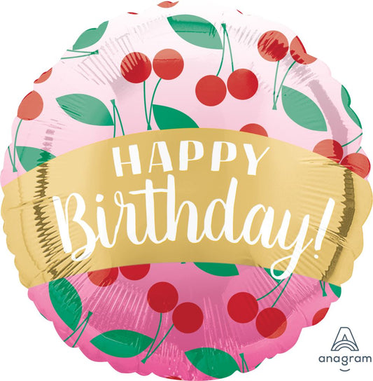 Happy Birthday Cherries Balloon (18 Inch)