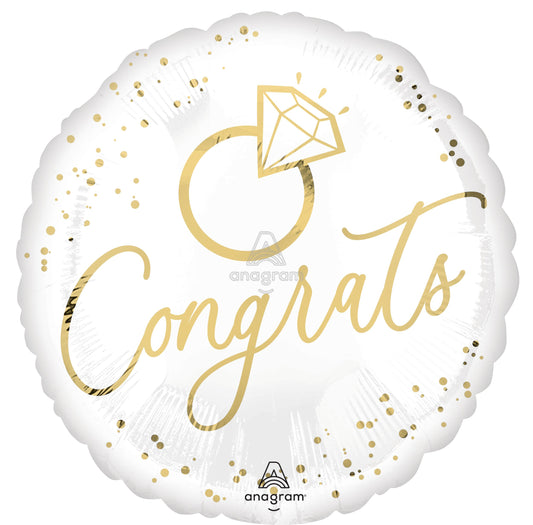 Congrats White & Gold Ring Balloon (18 Inch)