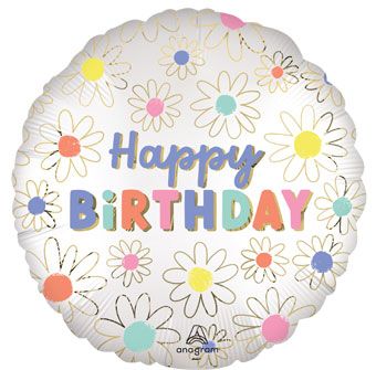 Happy Birthday Satin Daisies Foil Balloon (18 Inch)
