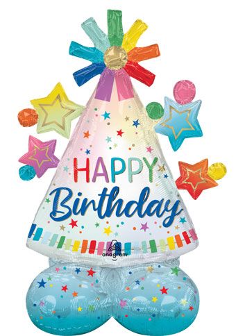 Happy Birthday Party Hat Airloonz Jr. Balloon (36 Inch)