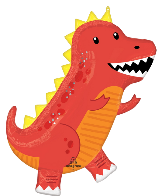 Red Happy Cool Dinosaur Foil Balloon