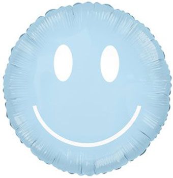 Giant Retro Blue Smiley Face Balloon (30 Inch)