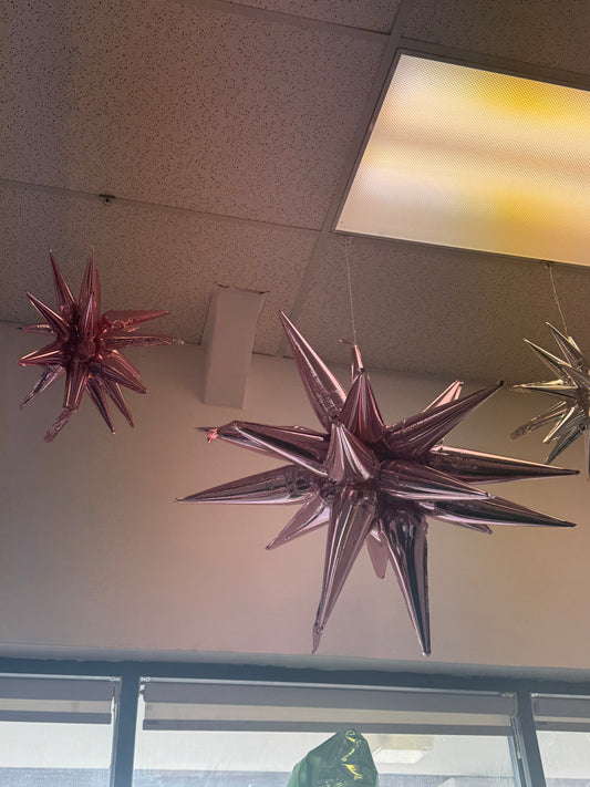 Air-Filled, Non-Floating, ROSE GOLD Magic Star Balloons (20"-35")