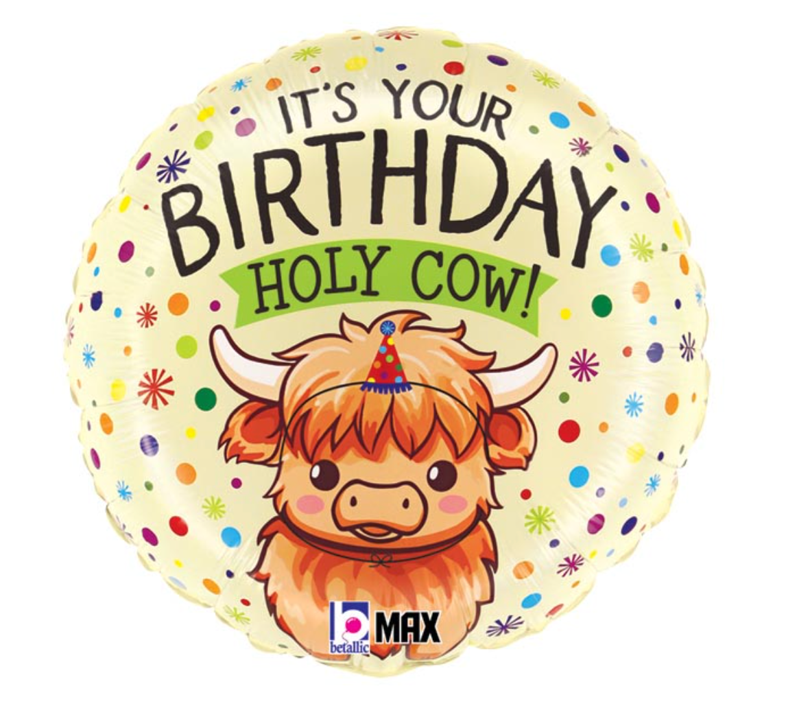 It's Your Birthday Holy Highland Cow Foil Balloon