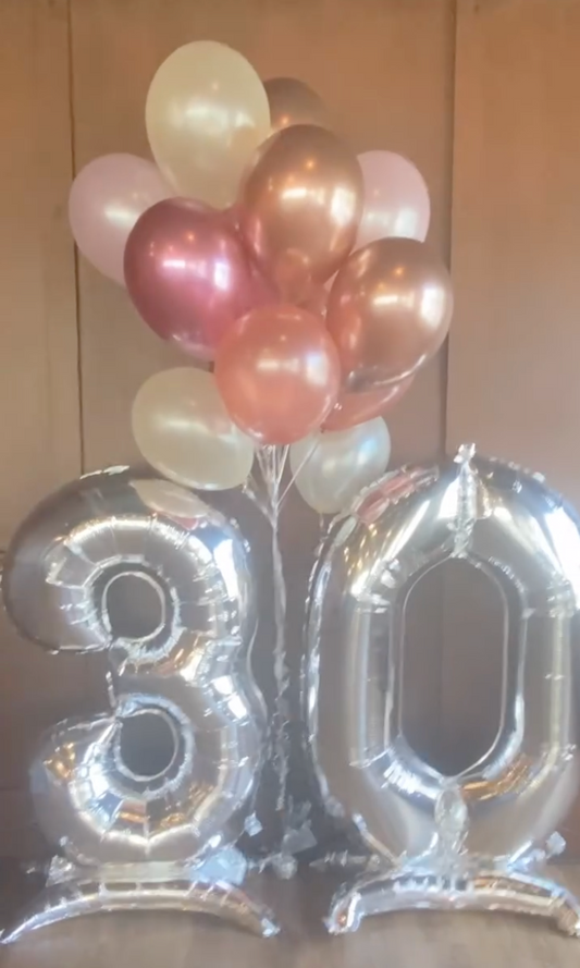 Non-floating, Standing Silver Number "3" (50 Inch)
