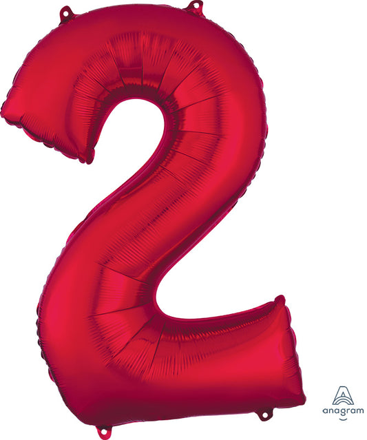 Floating Red Number "2" Balloon (3 Foot or 34 Inch)