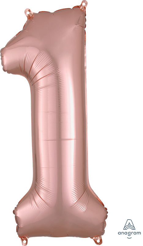 Floating Rose Gold Number "1" Balloon (3 Foot or 34 Inch)