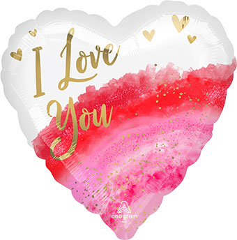 I Love You Geode Watercolor Heart Foil Balloon (17 Inch)