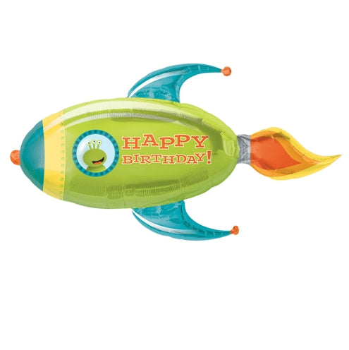 North Star Happy Birthday Alien In Rocket Shape (41 inch)
