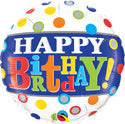 Happy Birthday Bands and Dots Balloon (18 Inch)