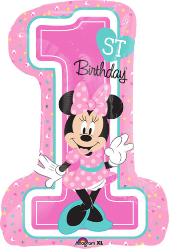 Minnie Mouse 1st Birthday Number 1 Balloon (28 Inch)
