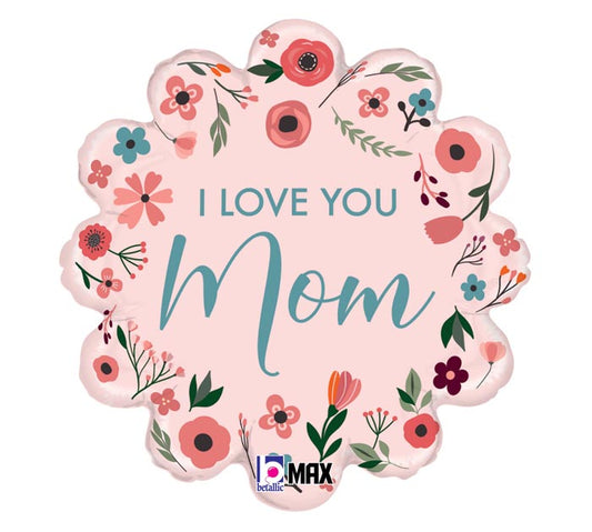 Mint I Love You Mom 18" Foil Balloon