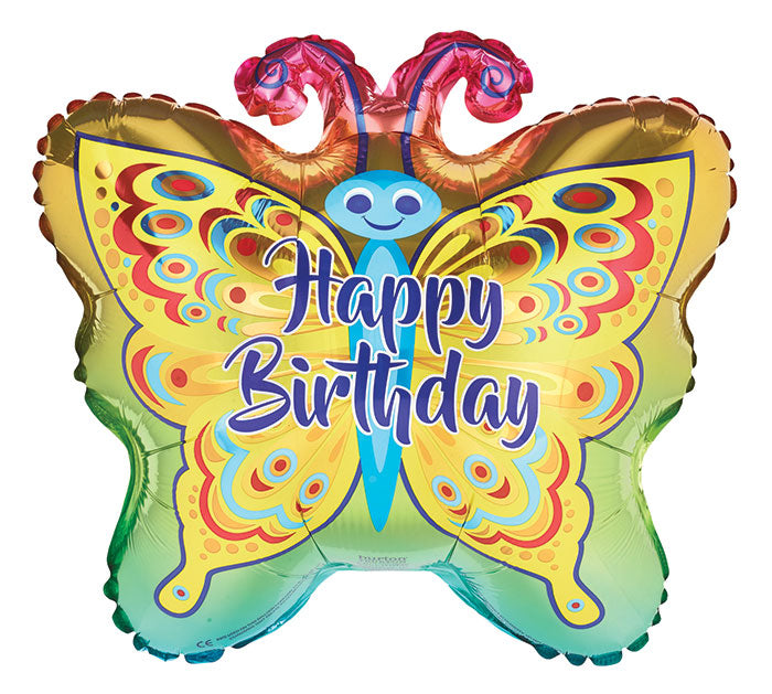 Happy Birthday Bold Butterfly Balloon (18 Inch)