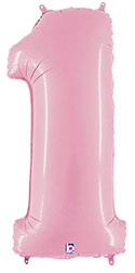 Floating Pastel Pink Number "1" Balloon (4 Foot or 40 Inch)
